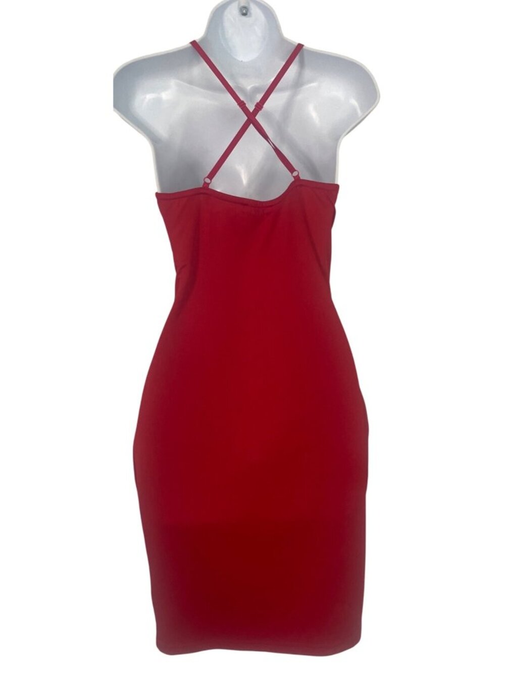 Forever 21 Red Bodycon Mini Dress Adjustable Straps Large Sexy Cocktail - Picture 2 of 3